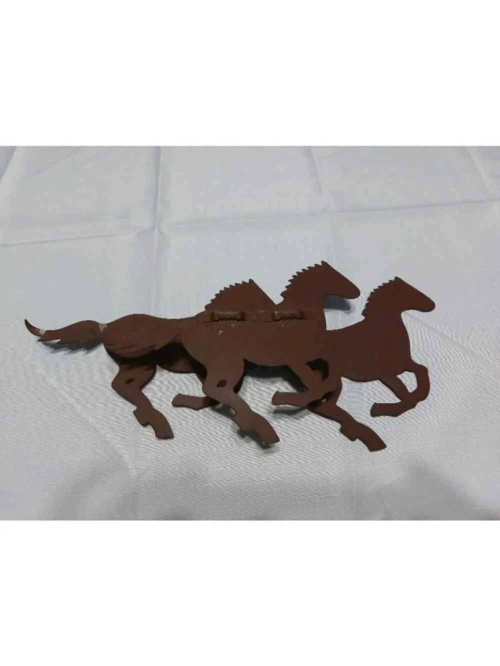 Horses Ponies Metal Silhouette Wall Hanging Plague Brown READ 15x6